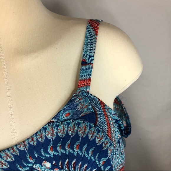 Abbeline Women’s Top Cold Shoulder spaghetti Straps Ruffle Paisley - Picture 4 of 9